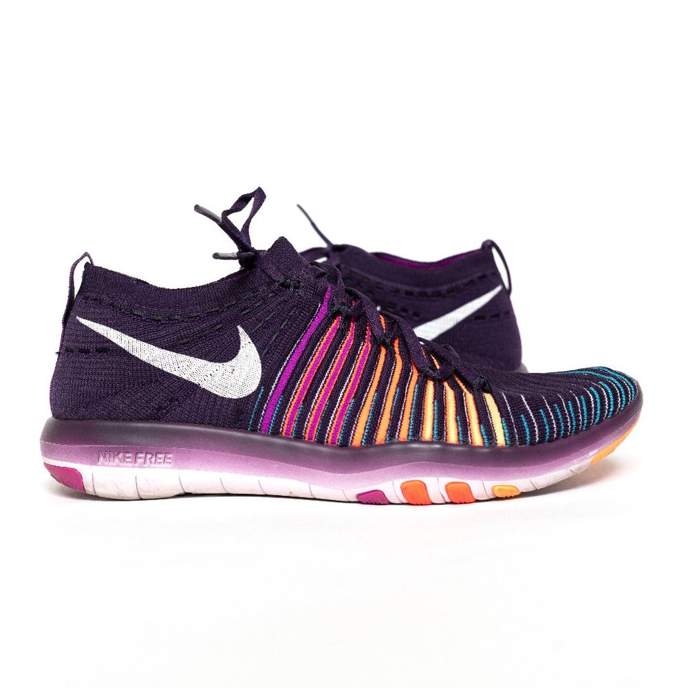 Nike Women Free Transform Flyknit Purple trainers running shoes size 7